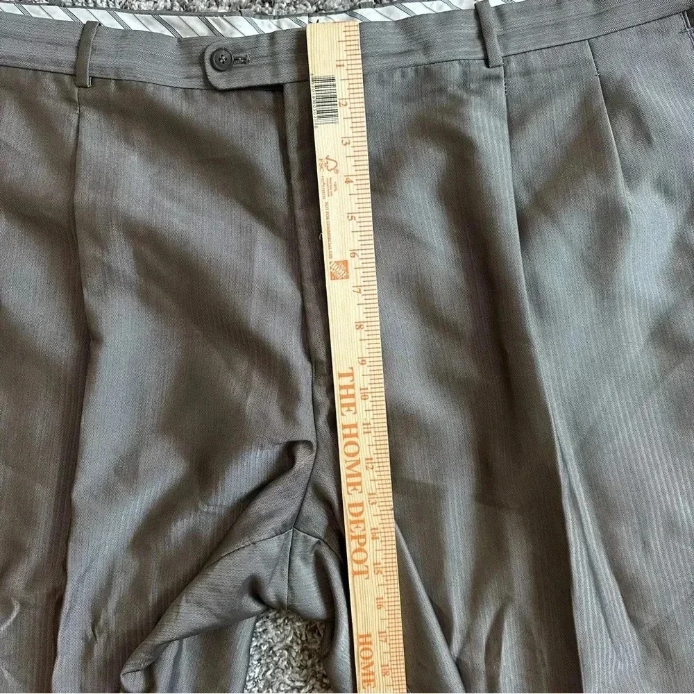 VTG PHAT FARM Premium Dress Pants Mens 51R Slacks Gray Silver Satin Pleat Cuff